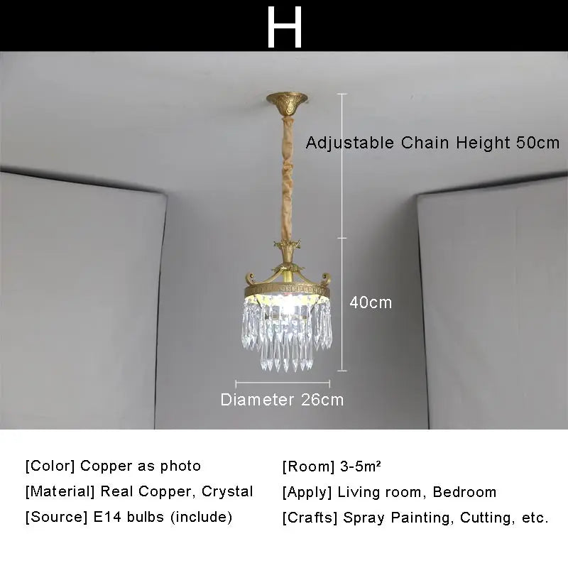 Luxure Crystal Chandelier: Modern Copper Ceiling LED Light Fixture for Living Room