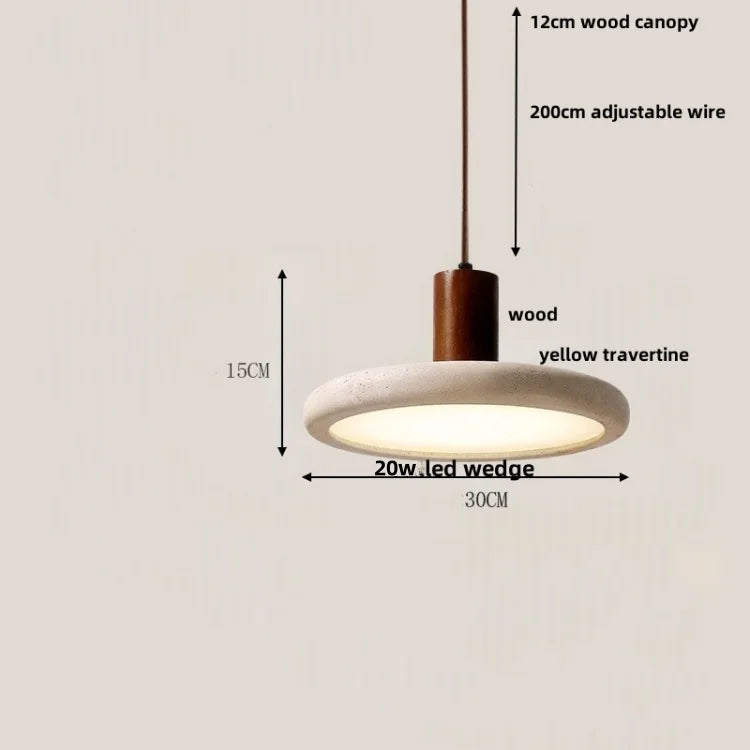 LED Wood Pendant Lamp Dining Living Room Adjustable Light Fixture