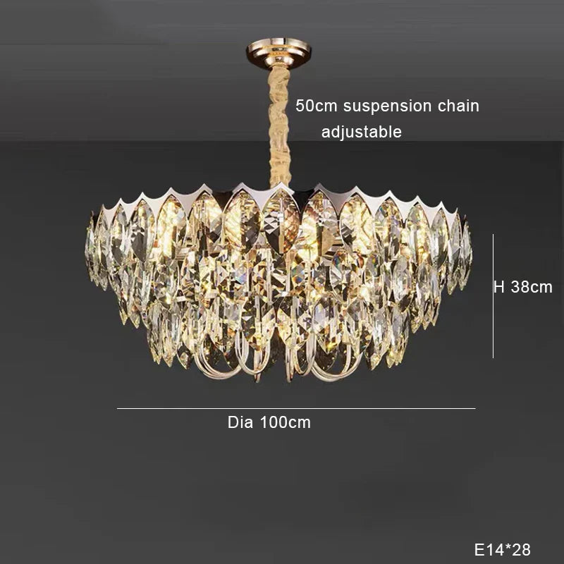 Nordic Crystal Chandelier Dimmable LED Pendant Lamp for Elegant Living Room Décor