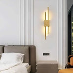 Gold Tube Wall Sconce Iron Acrylic Modern Bedroom Living Room Lamps