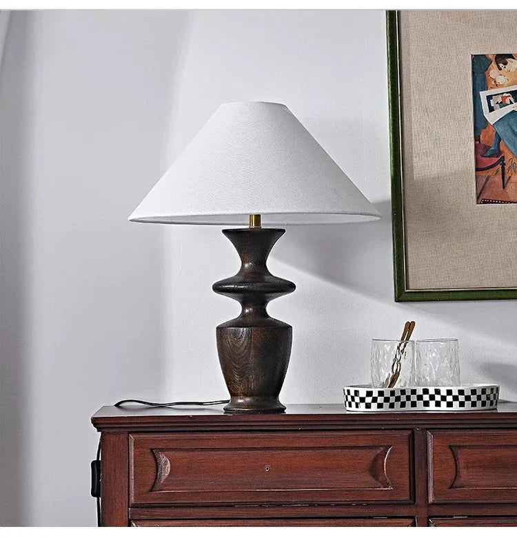 Walnut Black Wood Floor Lamp for Study Living Room Bedroom Lighting