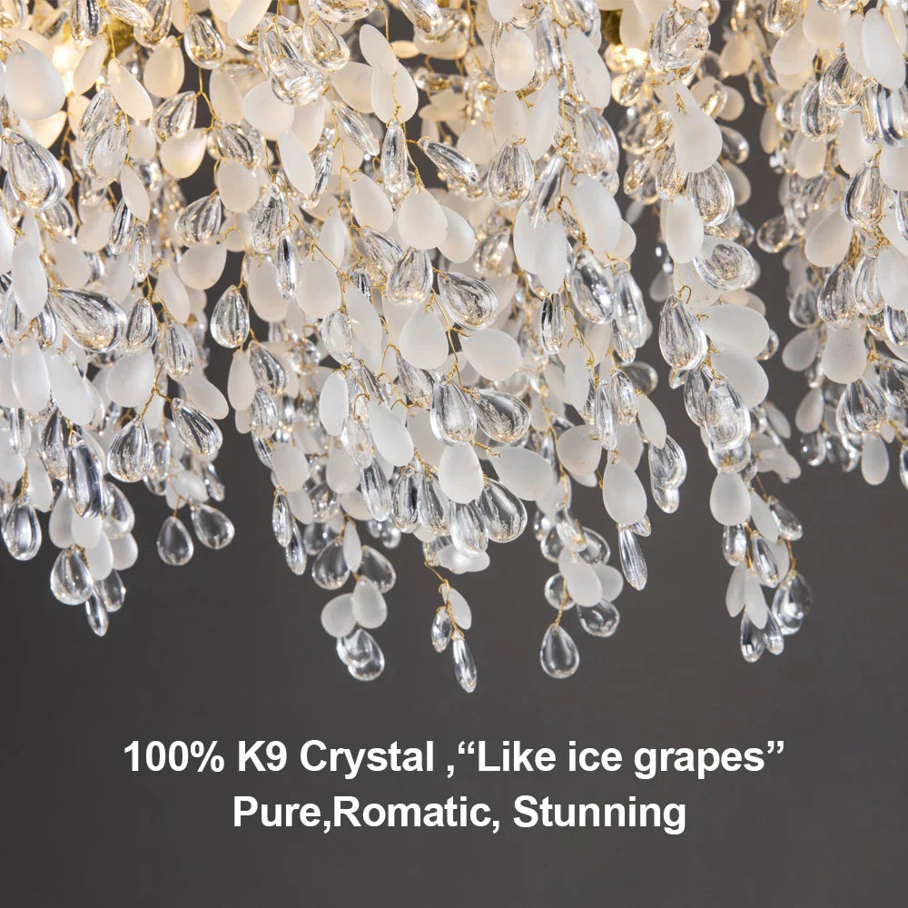 Grape Crystal Chandelier Silver Gold LED Tree Branch Luxury Lighting