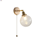 Clear Glass LED Wall Sconce Pull Chain Switch Modern Bathroom Mirror Light