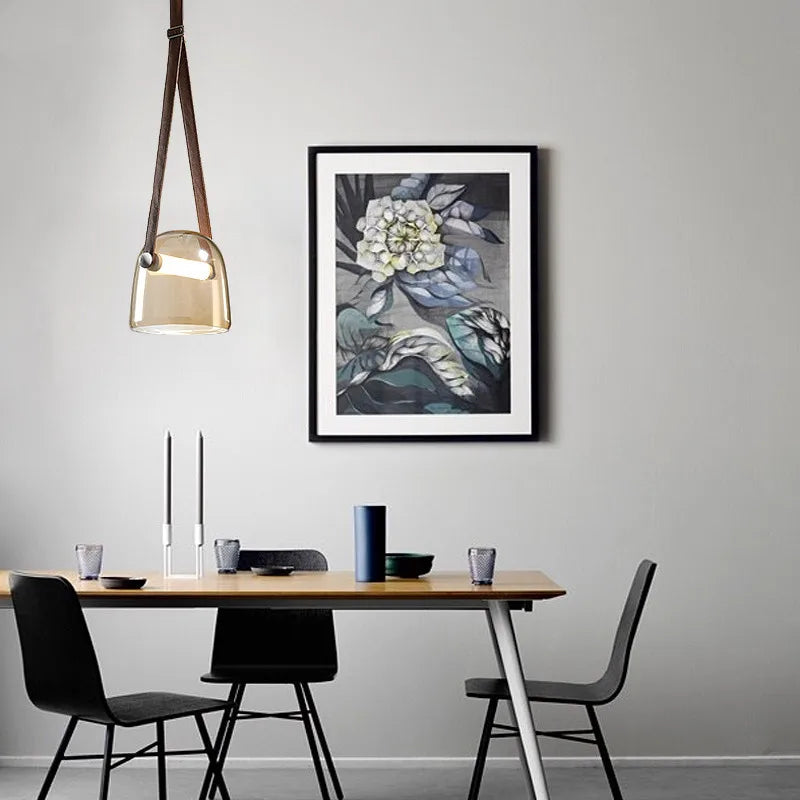 Glass Pendant Chandelier: Modern Leather Belt Luxury LED Lighting for Home Decor