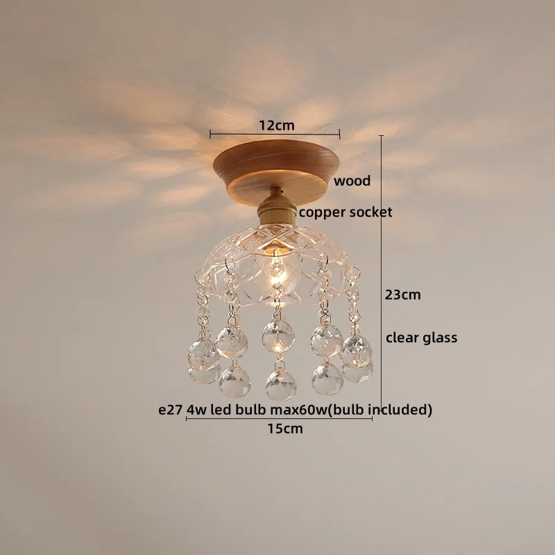 Wood Glass LED Ceiling Lamp Modern Plafondlamp for Home Restaurant Living Room