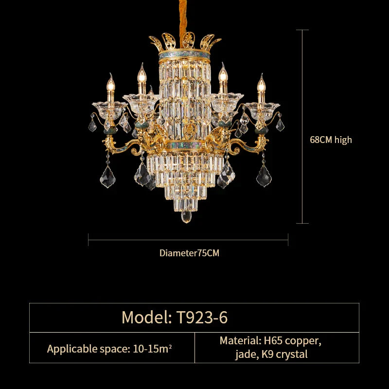 Luxe Crystal Chandelier: Elegant Copper Living Room Dining Candle Light