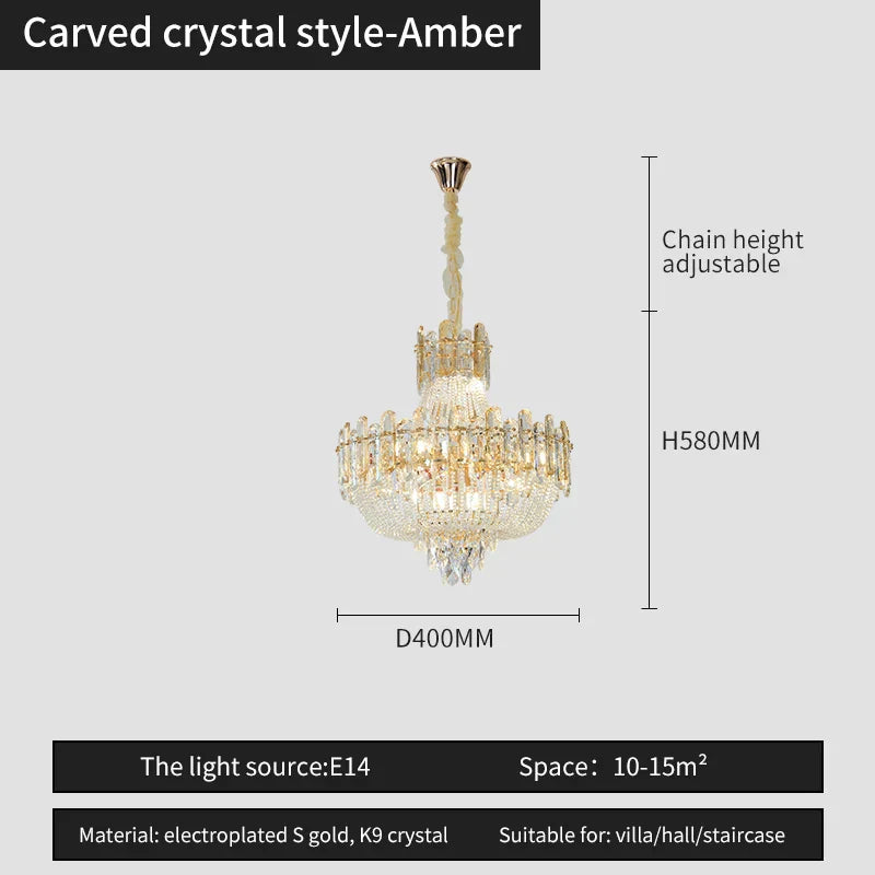French Bead Chain Crystal Chandelier for Luxury Spaces