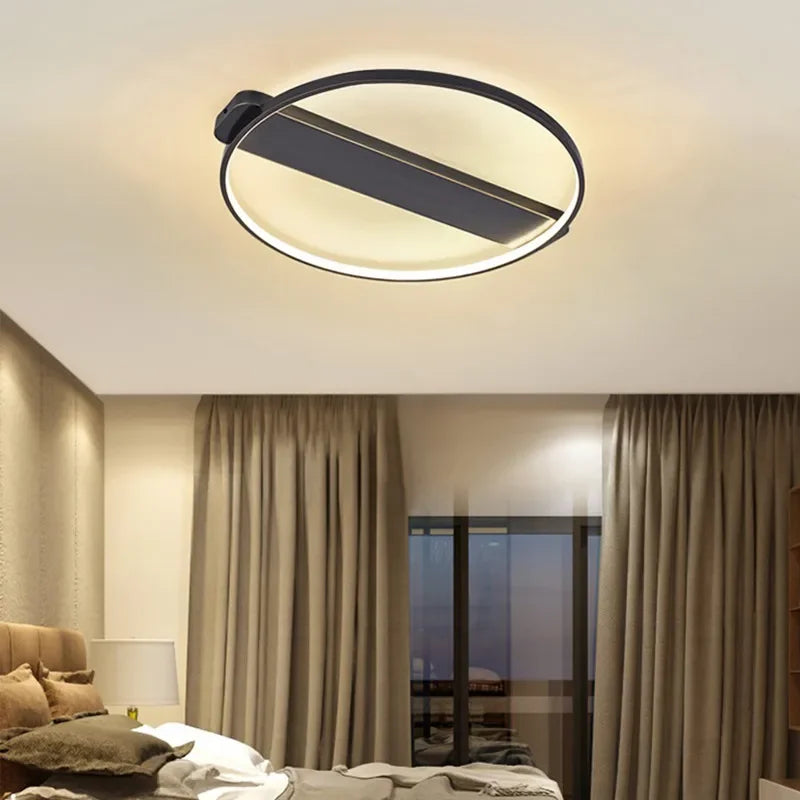 Luxe Copper Ceiling Light: Circular Minimalist Bedroom Lamp for Elegant Style