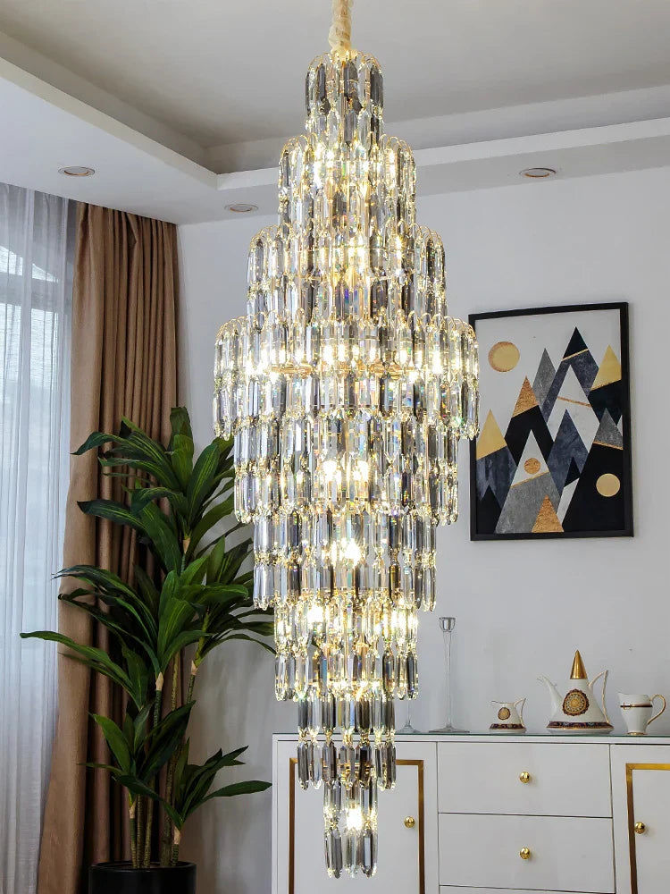 Crystal Loft Pendant Light: Sleek Spiral Staircase Chandelier
