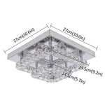 Crystal LED Ceiling Light: Modern Square K9 Chandeliers, Dimmable Stainless Steel Fixture.