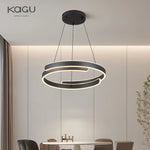 Black White LED Ring Chandelier Pendant Lights for Home Indoor Decor
