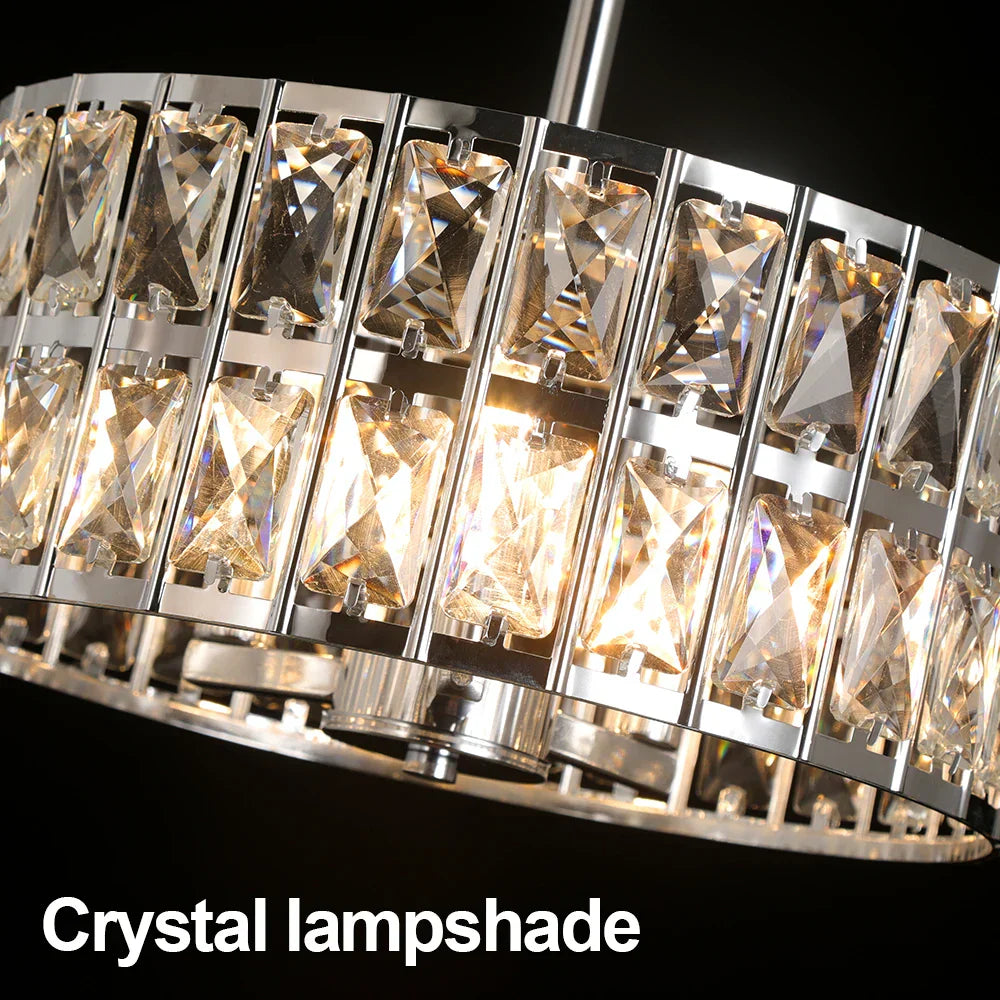 Modern LED Crystal Chandelier Adjustable Pendant Light for Kitchen Island Dining Room