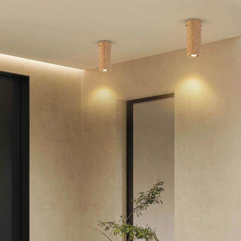 Travertine Stone Ceiling DownLight with E27 Spot Light Bulb