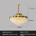 Modern Crystal Chandelier for Living Room Dining Bedroom LED Lighting