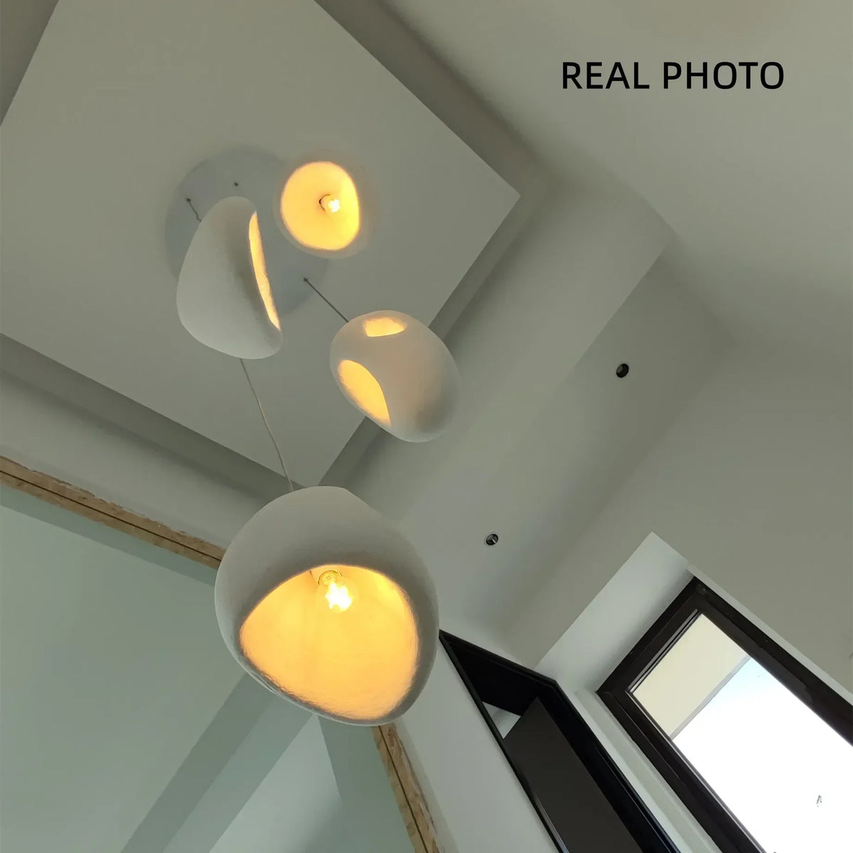 Wabi-sabi Resin Pendant Chandelier | Nordic Villa Stair Decor Droplight