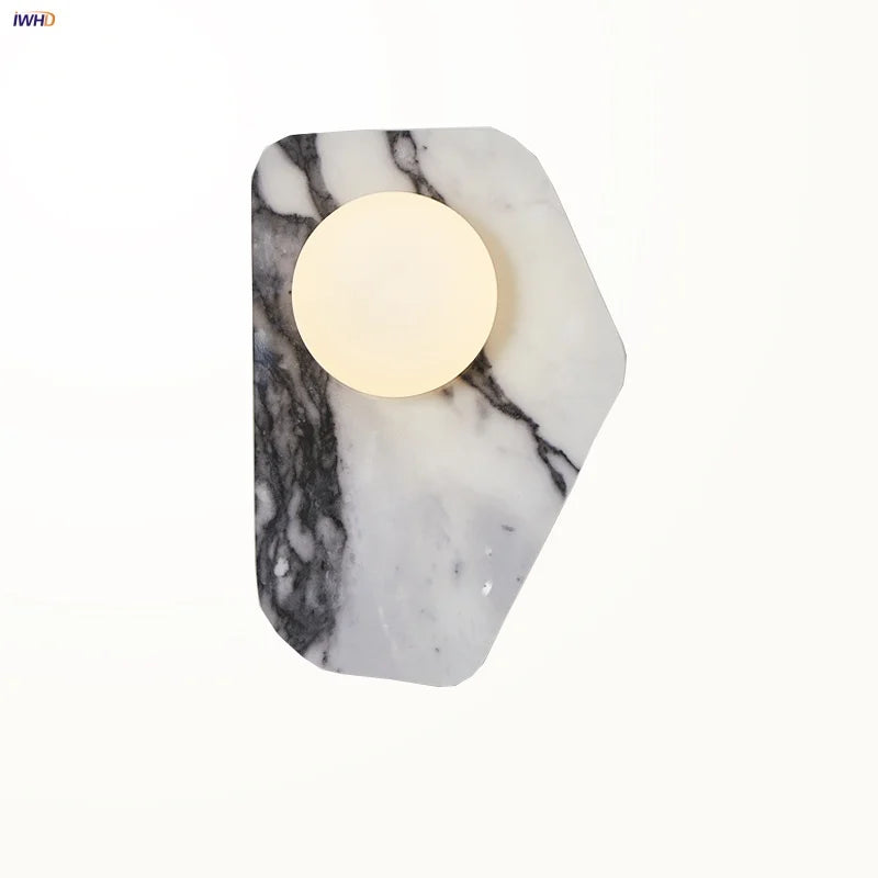 Nordic LED Wall Light White Glass Stone Bedside Lamp