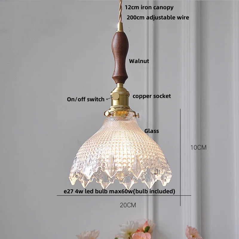 Yellow Glass LED Pendant Lights with Adjustable Hanging Lamp