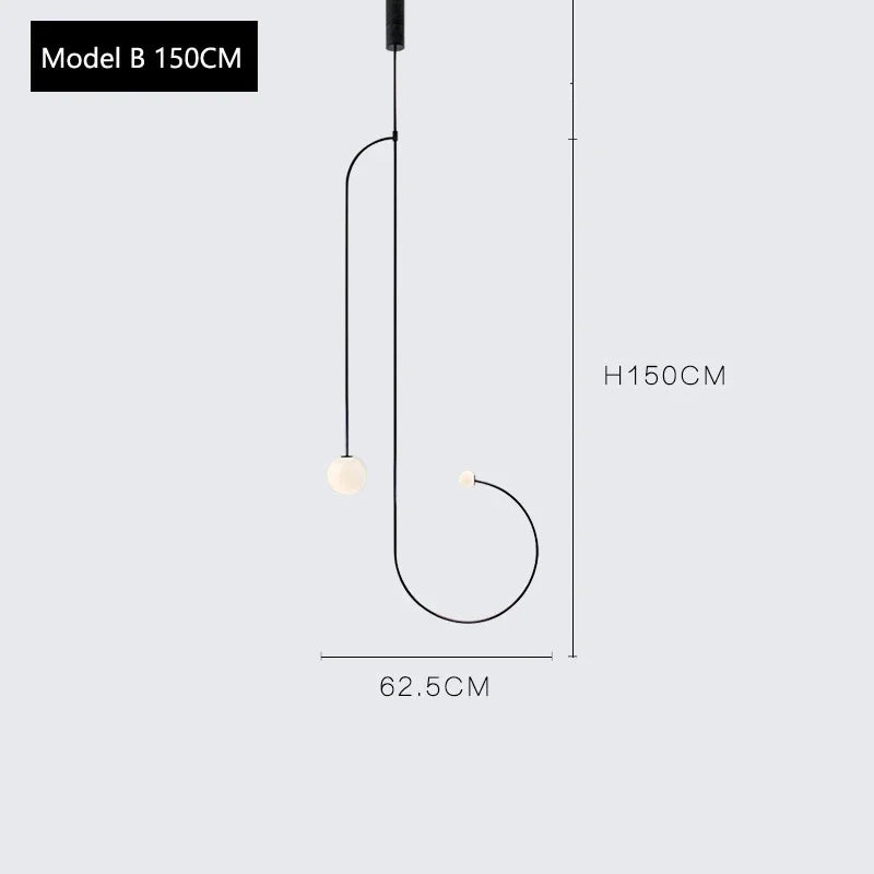 Arc Line Chandelier: Nordic Suspension Pendant for Living Dining Room Kitchen