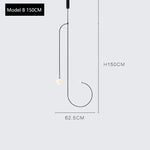 Arc Line Chandelier: Nordic Suspension Pendant for Living Dining Room Kitchen