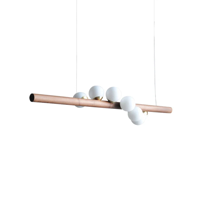 Burly Wood Walnut Glass Pendant Light for Living Room Bar Foyer