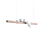 Burly Wood Walnut Glass Pendant Light for Living Room Bar Foyer