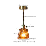 Afralia™ Stone Glass LED Pendant Light Japanese Vintage Copper Hanging Lamps