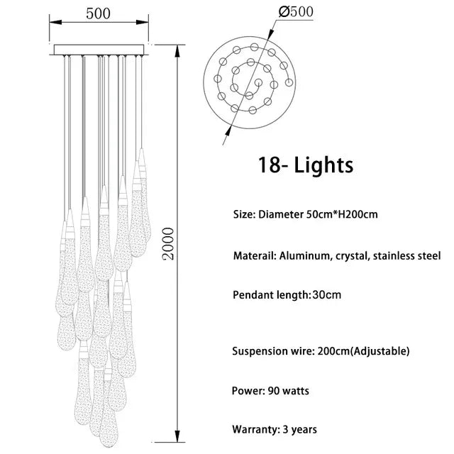 LED Crystal Chandelier for Home Decor & Lighting - Modern & Elegant Ceiling Light