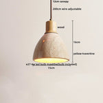 Yellow Travertine Wood Base LED Pendant Lights - Modern Adjustable Hanging Lamp