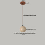 Wood Nordic LED Hanging Pendant Light Yellow Travertine Modern Balcony Bedroom Restaurant