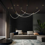 Long Curve Ceiling Chandelier for Modern Living Room and Villa Decor