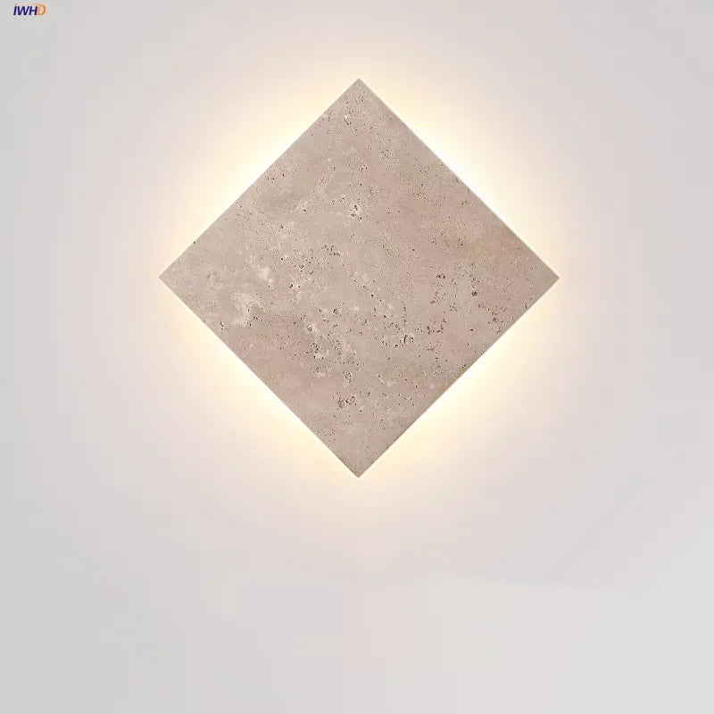 LED Wall Lamp Sconce Yellow Travertine Square Stair Light Waterproof Fixture