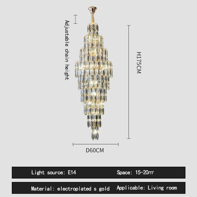 Crystal Loft Pendant Light: Sleek Spiral Staircase Chandelier