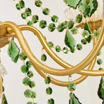Green Crystal Chandelier for Living Room - Bohemian Style LED Pendant Lighting