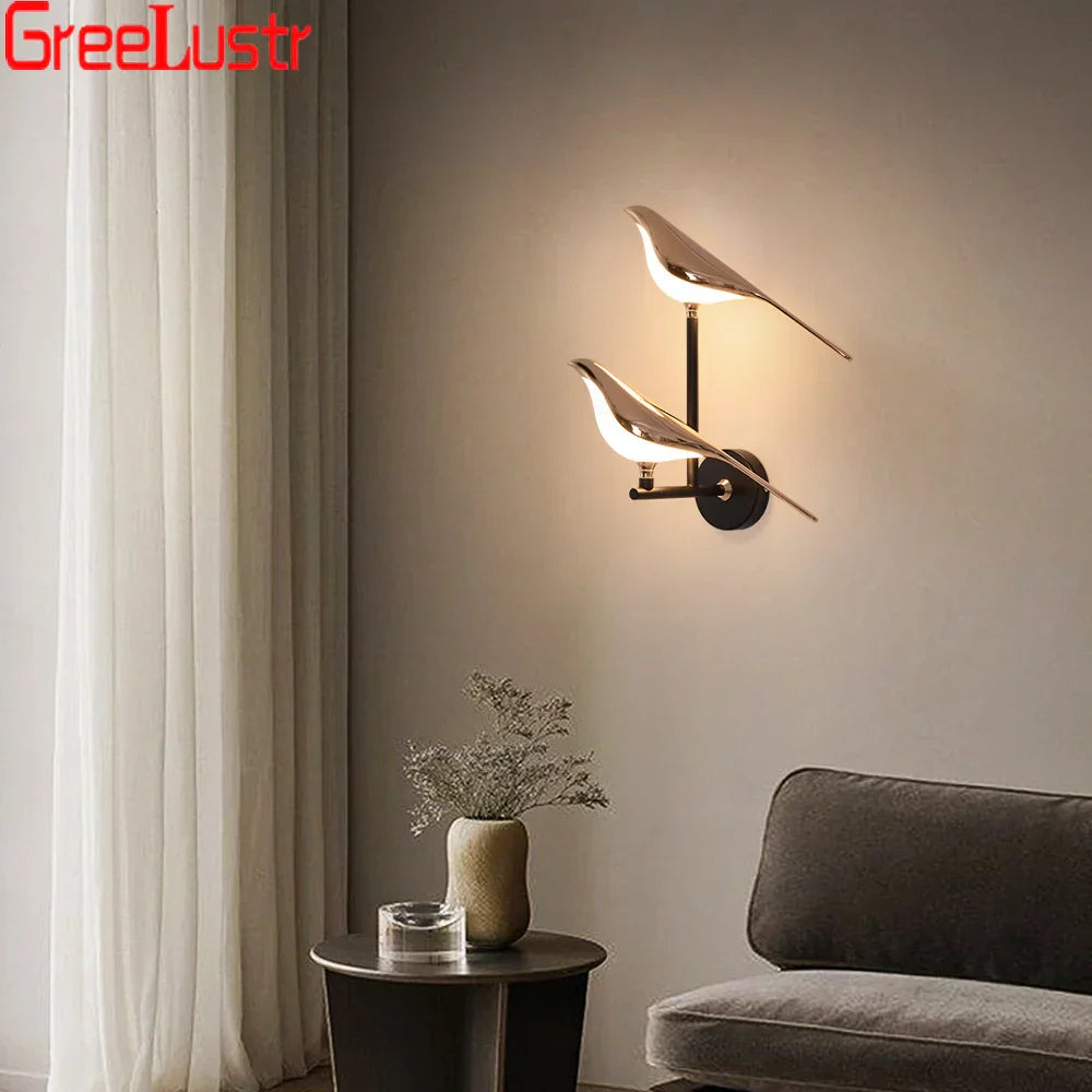 Rose Gold Nordic Bird LED Wall Sconce for Bedroom & Hallway Decor