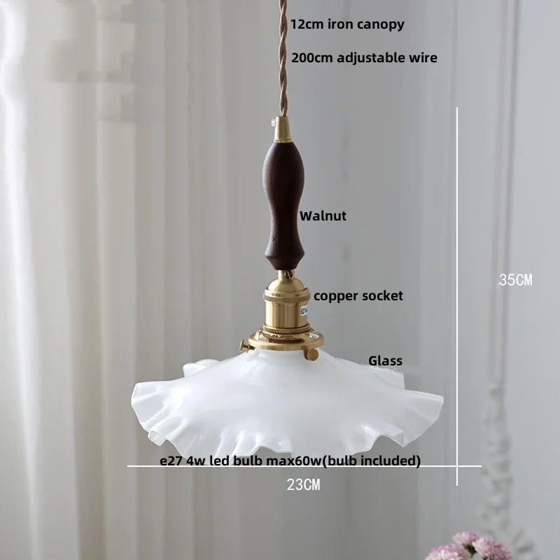 White Glass LED Pendant Light - Modern Nordic Hanging Lamp for Home Decor