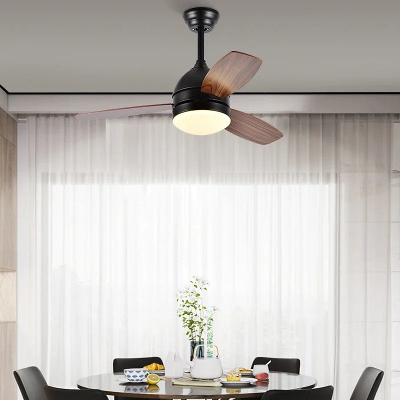 42" Wood Blades Ceiling Fans Light with AC Motor, Remote Control