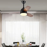 42" Wood Blades Ceiling Fans Light with AC Motor, Remote Control