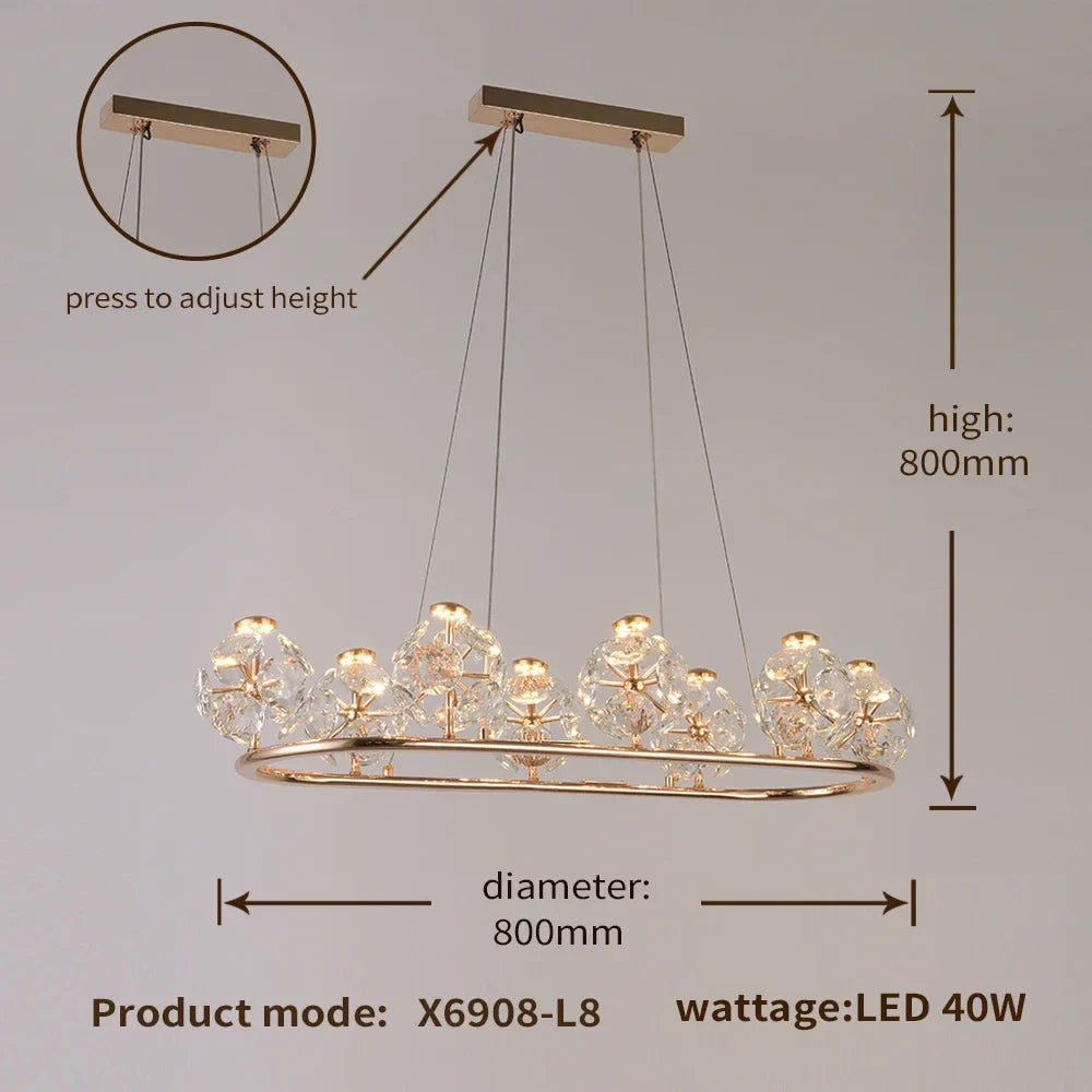 Sunflower Crystal Chandelier: Luxury Gold & Black LED Pendant Light