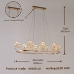 Sunflower Crystal Chandelier: Luxury Gold & Black LED Pendant Light
