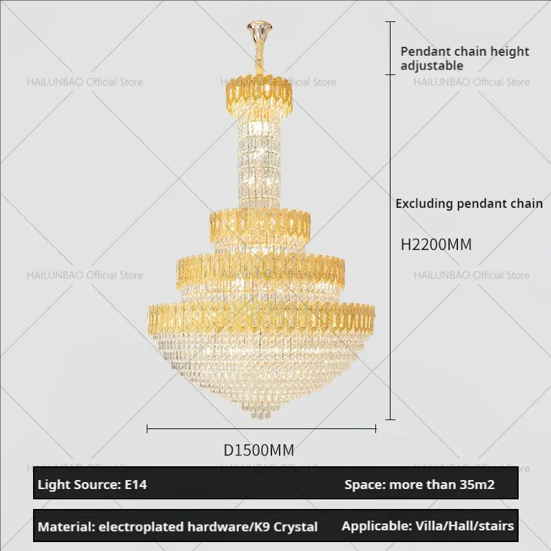Postmodern Crystal Chandelier for Luxury Living Room and Hotel Lobby