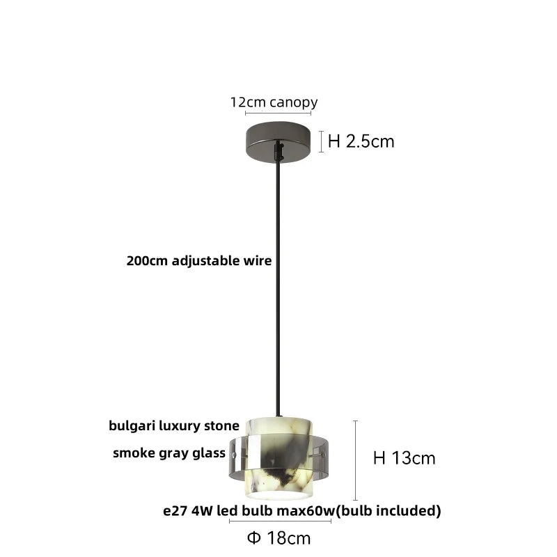 White Glass Ball LED Pendant Lamp Modern Luxury Stone Hanging Light