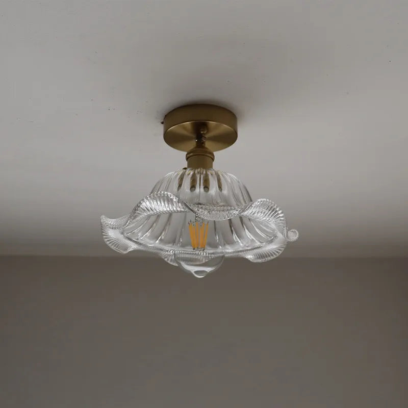 Green Flower Glass LED Ceiling Light Fixture - Nordic Modern Design