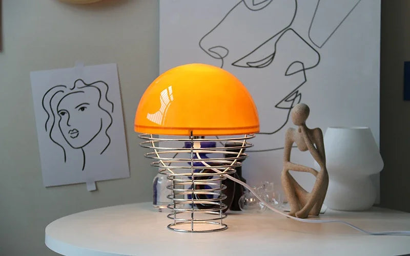 Nordic Glass Table Lamp Retro Metal Spring Design for Modern Living Spaces