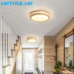 Modern Wood LED Ceiling Lamp 30W Minimalist Chandelier Dining Room Bedroom Light