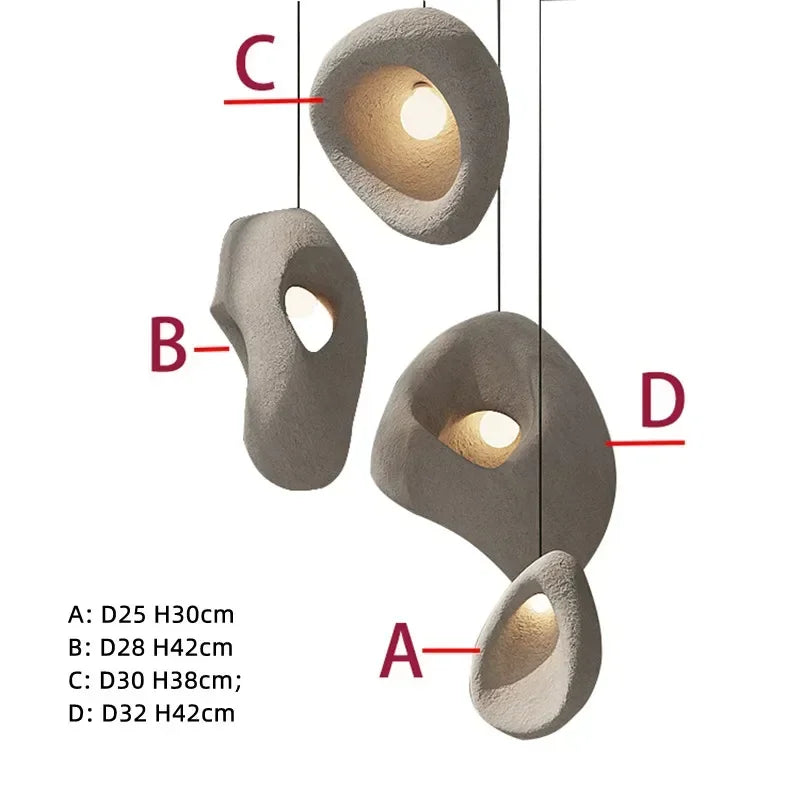 Wabi-sabi Resin Pendant Chandelier | Nordic Villa Stair Decor Droplight