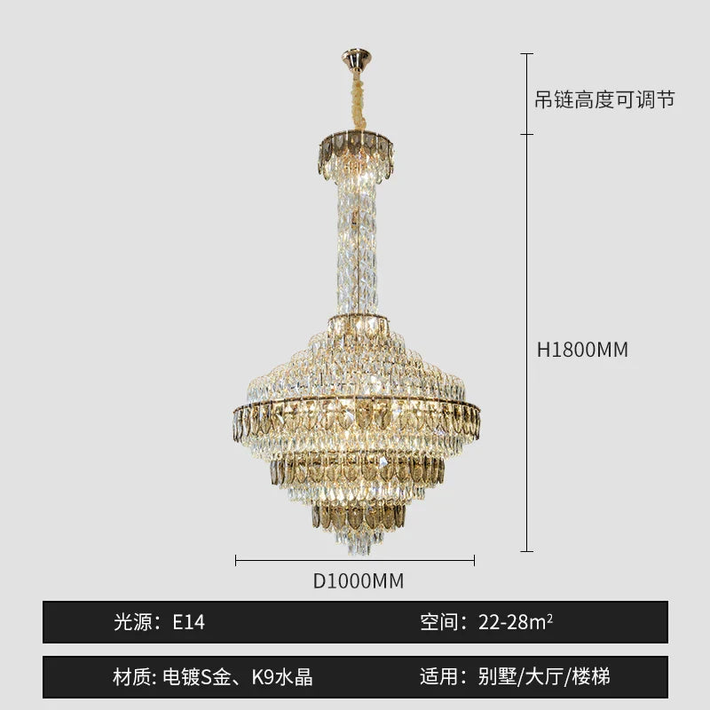 Crystal Chandelier for High-End Designer Duplex Living Room