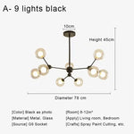 Glass Ball Pendant Chandelier for Living Room Bedroom Dining Room