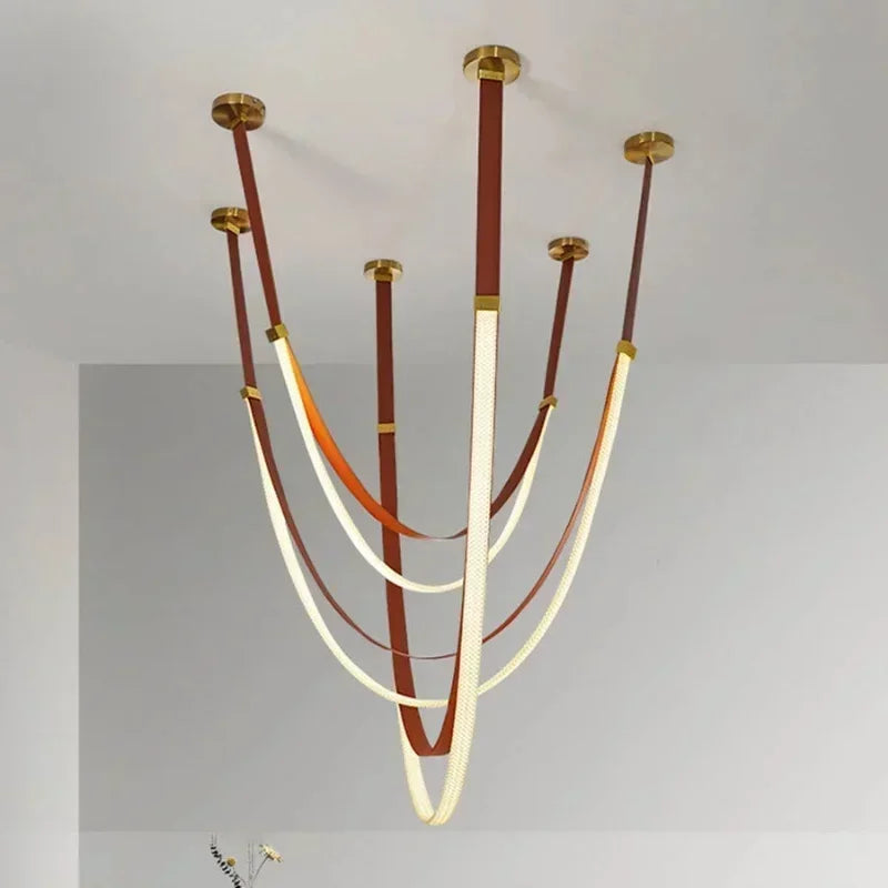 Nordic Belt LED Pendant Lights for Kitchen Island Living Room Chandelier