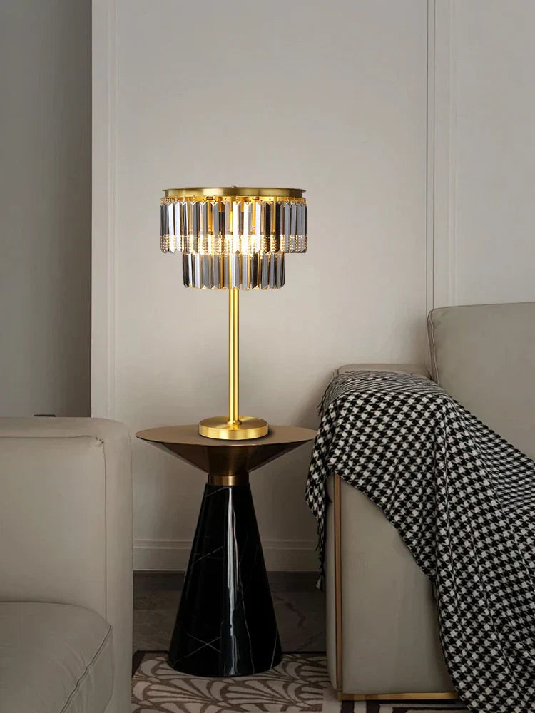 All Brass Crystal Floor Lamp Gold Luxury Decor Living Room Lighting