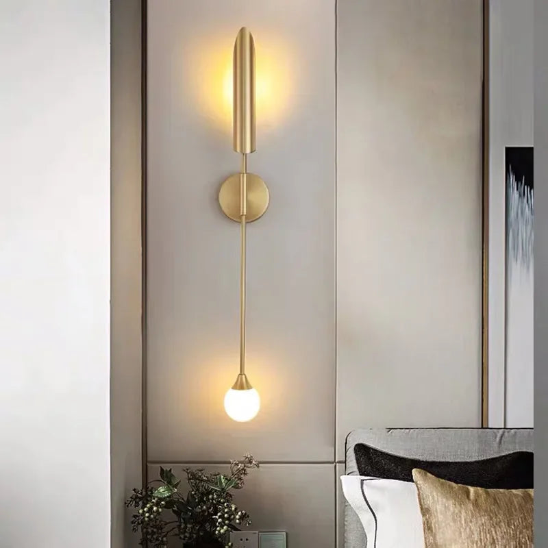 Golden Inclined Tube Wall Lamp for Modern Luxury Decor in Living Room